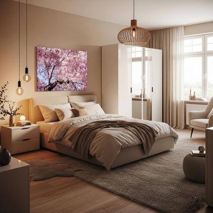 Imagem de Quadro Decorativo Flor Cerejeira Árvore Decoração Quarto Sala Escritório Tela Canvas Grande