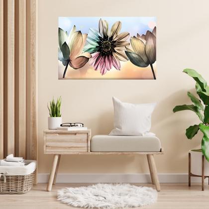 Imagem de Quadro Decorativo Flores Grandes Decoração Sala Cozinha em Tela 60cm X 85cm