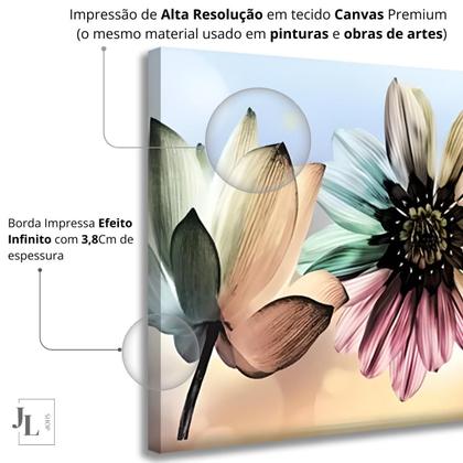 Imagem de Quadro Decorativo Flores Grandes Decoração Sala Cozinha em Tela 60cm X 85cm