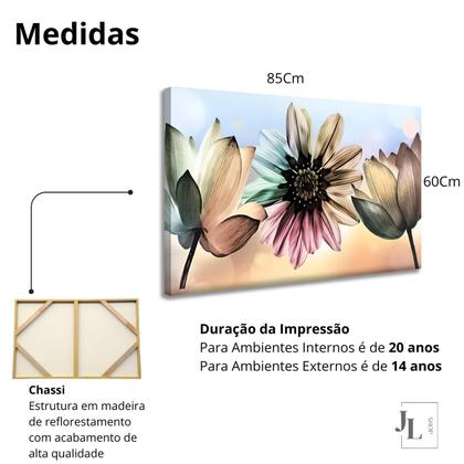 Imagem de Quadro Decorativo Flores Grandes Decoração Sala Cozinha em Tela 60cm X 85cm