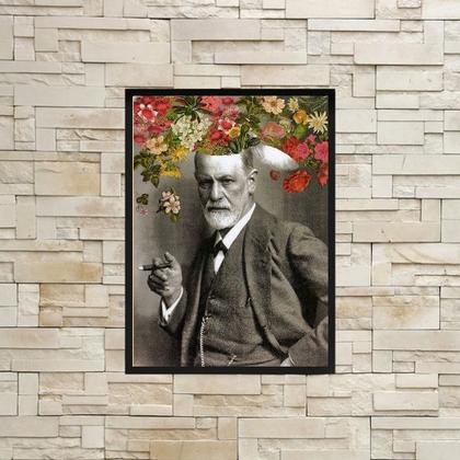 Imagem de Quadro Decorativo Freud Com Flores 24x18cm