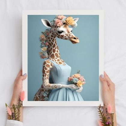 Imagem de Quadro Decorativo Girafa Noiva 33x24cm - com vidro