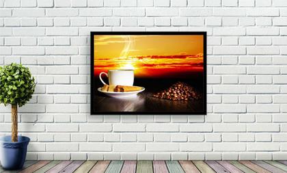 Imagem de Quadro Decorativo Gourmet Café Xícara Padarias Cafeterias Confeitarias Cozinha Com Moldura RC000