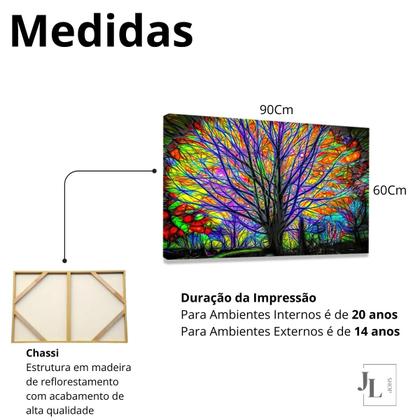 Imagem de Quadro Decorativo Grande Árvore Colorida Moderna Decoração Sala Quarto Escritório Tela Canvas Borda Infinita