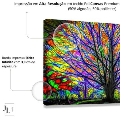 Imagem de Quadro Decorativo Grande Árvore Colorida Moderna Decoração Sala Quarto Escritório Tela Canvas Borda Infinita