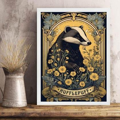 Imagem de Quadro Decorativo Guaxinim Hufflepuff 33X24Cm