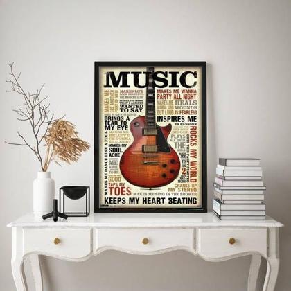 Imagem de Quadro Decorativo Guitarra Marrom 33x24cm - Preta