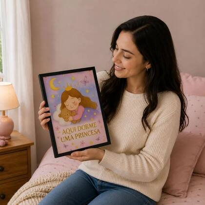 Imagem de Quadro Decorativo infantil menina "Aqui dorme uma Princesa"