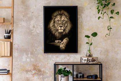 Imagem de Quadro Decorativo Leão de Judá Sépia 90x60 para Sala Quarto