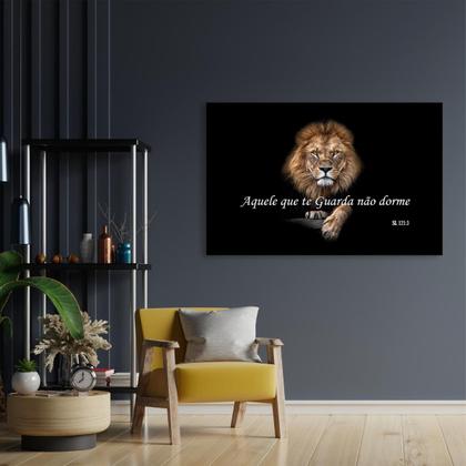 Imagem de Quadro Decorativo Leão Frase Tela Canvas Grande 85cm x 60cm Linha Premium