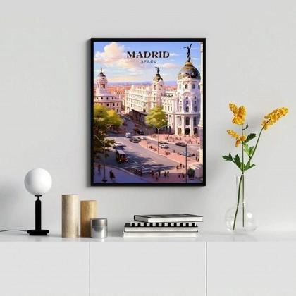 Imagem de Quadro Decorativo Madrid - Espanha 45X34Cm - Com Vidro