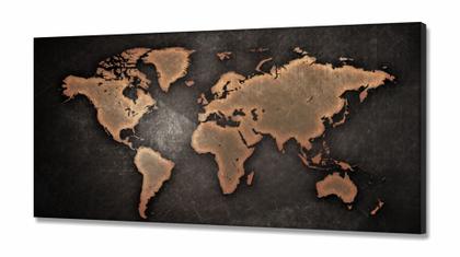 Imagem de Quadro Decorativo Mapa Mundi Retro em Tecido Canvas 130x60 m03