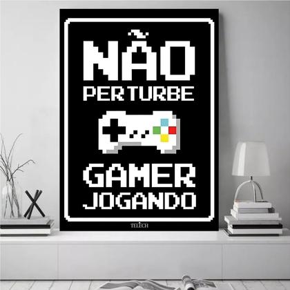 Imagem de Quadro Decorativo Não Perturbe Gamer Jogando Auto Colante