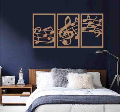 Imagem de Quadro Decorativo Notas Musicais 3mm Vazado - Mdf