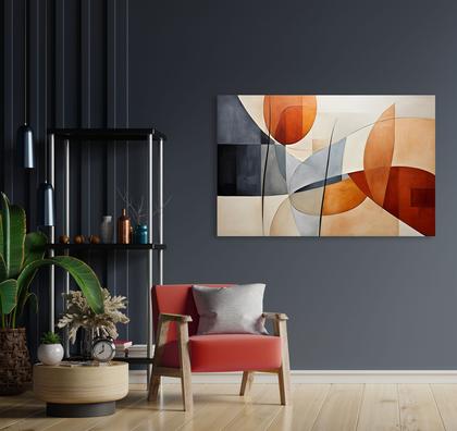 Imagem de Quadro Decorativo Obra Arte Abstrata Formas Geométicas Tela Grande Sala Quarto Escritórios Lojas Restaurantes 50x80cm Borda Infinita