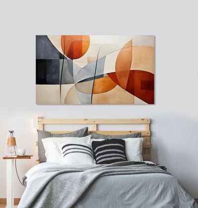 Imagem de Quadro Decorativo Obra Arte Abstrata Formas Geométicas Tela Grande Sala Quarto Escritórios Lojas Restaurantes