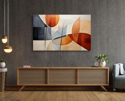 Imagem de Quadro Decorativo Obra Arte Abstrata Formas Geométicas Tela Grande Sala Quarto Escritórios Lojas Restaurantes