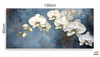 Imagem de Quadro Decorativo Orquidea Branca em Tecido Canvas 130x60 cm