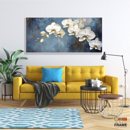Imagem de Quadro Decorativo Orquidea Branca em Tecido Canvas 130x60 cm