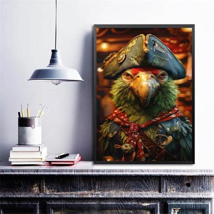 Imagem de Quadro Decorativo Papagaio De Pirata 24x18cm - com vidro