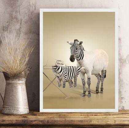 Imagem de Quadro Decorativo Para Lavanderia - Zebra 33x24cm - com vidro