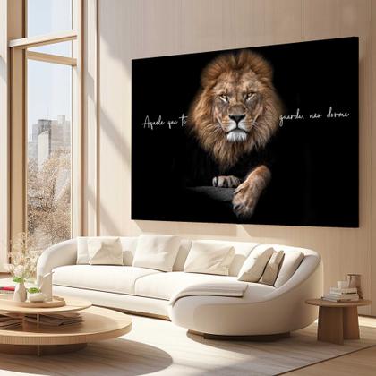 Imagem de Quadro Decorativo para Quarto Sala Leão Aquele que te Guarda Salmos Grande Escritório Hall Cozinha Corredor 