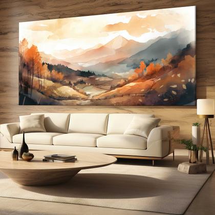 Imagem de Quadro Decorativo para Sala Quarto Hall Paisagem Abstrato Campo Horizontal Grande Decoração Parede Tela