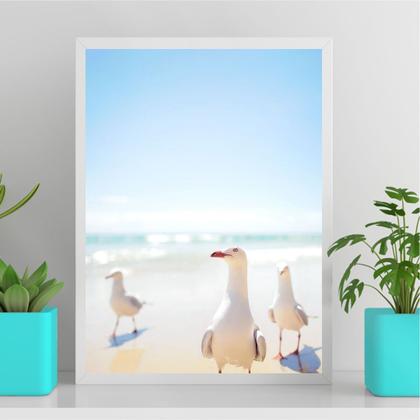 Imagem de Quadro Decorativo Praia Leve - Gaivotas 45x34cm