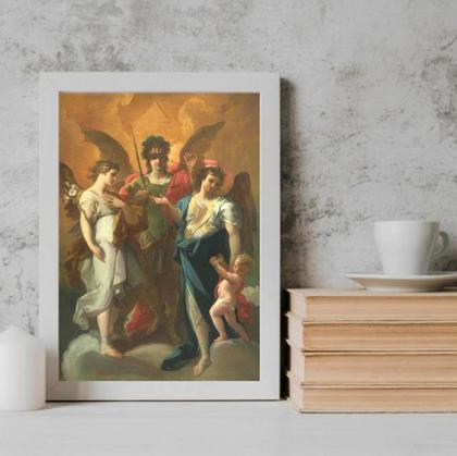Imagem de Quadro Decorativo Sacro Os Três Arcanjos 33x24cm - com vidro