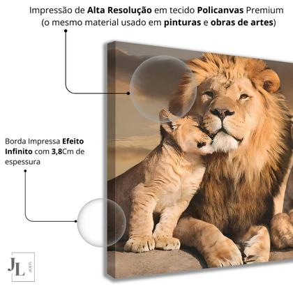 Quadro Decorativo Sala Família Leão Grande Cores Vivas Realista - Eco Decor Imagem de Quadro Decorativo Sala Família Leão Grande Cores Vivas Realista