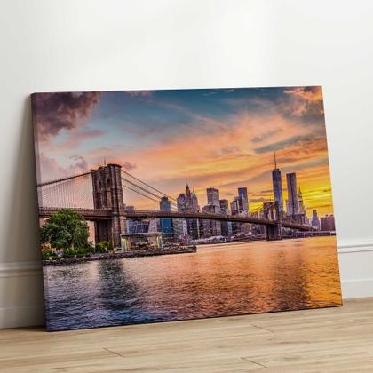 Imagem de Quadro Decorativo Sala Jantar Quarto Paisagem Ponte Nova York Grande Escritório Hall