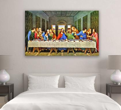 Imagem de Quadro Decorativo Tela Santa Ceia Sala Quarto Escritório Cozinha Tecido Canvas 55x90cm 
