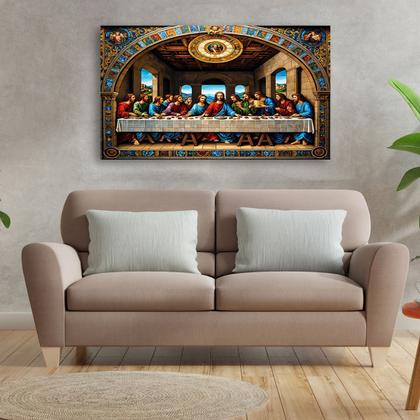 Imagem de Quadro Decorativo Última Ceia Jesus Cristo Religioso 60x40 cm Tela Canvas Borda Infinita