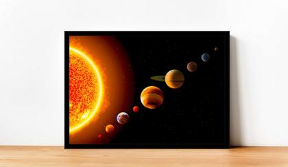 Imagem de Quadro Decorativo Universo Planetas Sistema Solar Salas Quartos Com Moldura RC103