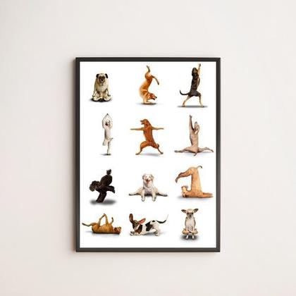 Imagem de Quadro Decorativo Yoga Dogs 33x24cm - com vidro