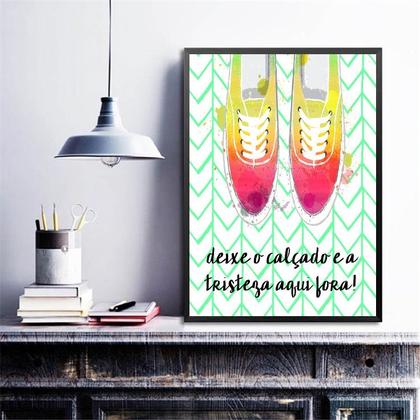Imagem de Quadro Deixe O Calçado E A Tristeza Pra Fora 24x18cm - com vidro