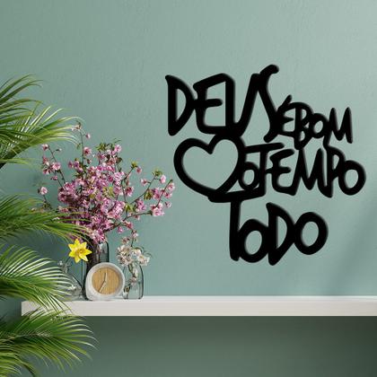 Imagem de Quadro Deus é Bom o Tempo Todo Frase 40x40 MDF 3D