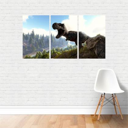 Imagem de Quadro Dinossauro T Rex E Paisagem Decorativo Em Tela Canvas