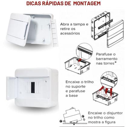 Imagem de Quadro Distribuição 4 Disjuntores Energia Eletrica Embutir Forte