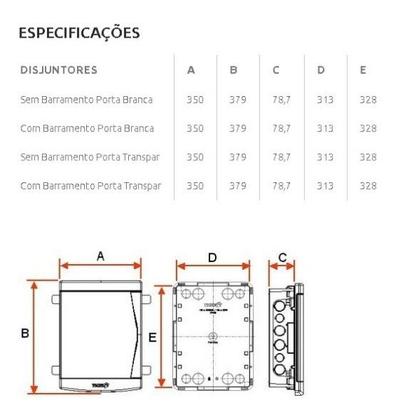 Imagem de Quadro Distribuição Barramento 18/24 Disjuntores Tigre Embut