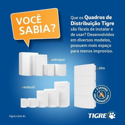 Imagem de Quadro Distribuição Sobrepor 3/4 Disjuntores Branca Tigre