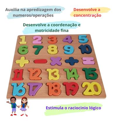 Imagem de Quadro Educativo Madeira Pedagógico Encaixe Quebra Cabeça