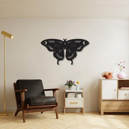 Imagem de Quadro Escultura Borboleta Boho 80x43 Preto Preto