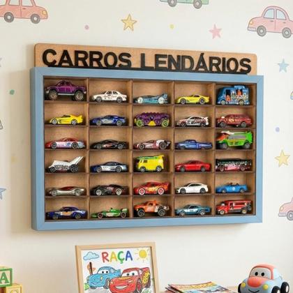 Imagem de Quadro Expositor de carrinhos miniaturas hotwheels 164 Quadro Decorativo quarto de criança Acompanha a placa com 4 frases