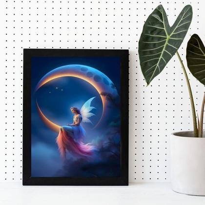 Imagem de Quadro Fada c/ Lua 45x34cm - Vidro, Moldura Preta