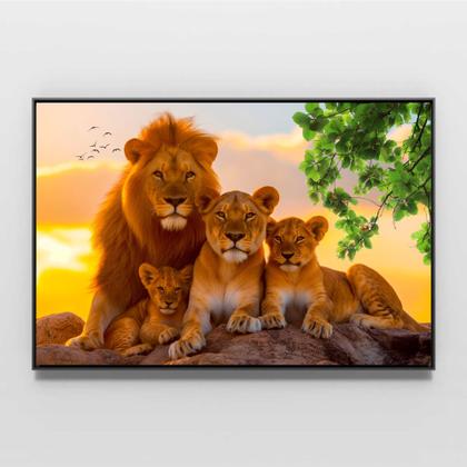 Imagem de Quadro família de leão com 2 filhotes