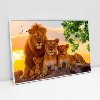 Imagem de Quadro família de leão com 2 filhotes