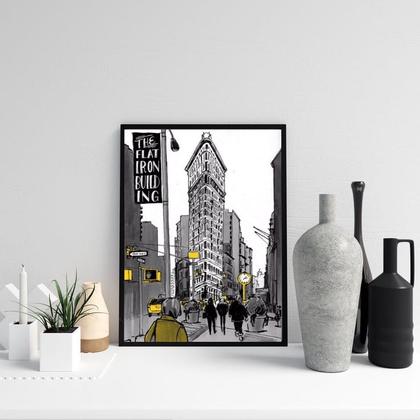 Imagem de Quadro Figurativo New York - Amarelo 33x24cm