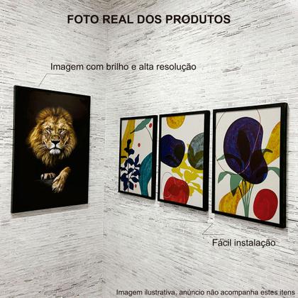 Imagem de Quadro Flor Rosa Minimalista Tendência Trio Moderno