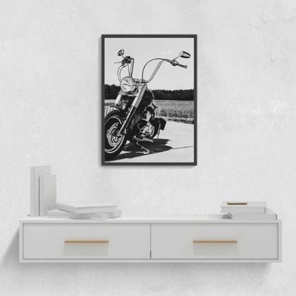 Imagem de Quadro Fotografia Preto e Branca Moto 24x18cm